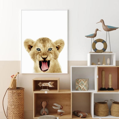 Canvas Print of Black and White African Lion Wall Art