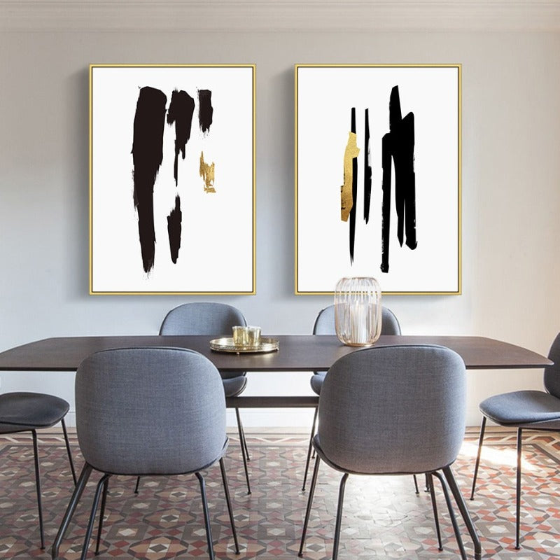 Elegant Black & Gold Abstract Canvas Art Print