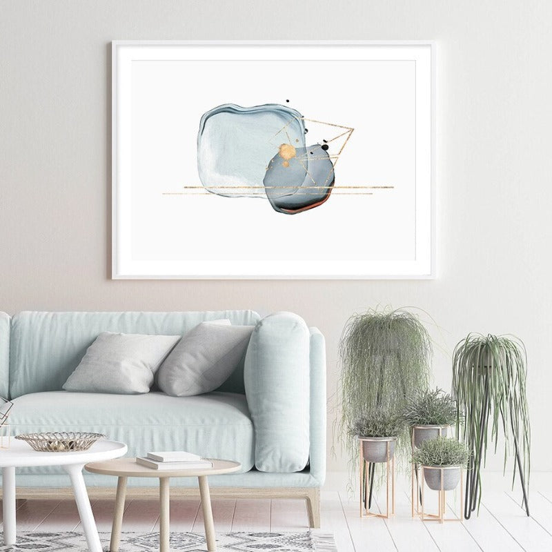 Serene Blue and Gold Abstract Canvas Art for Your Space