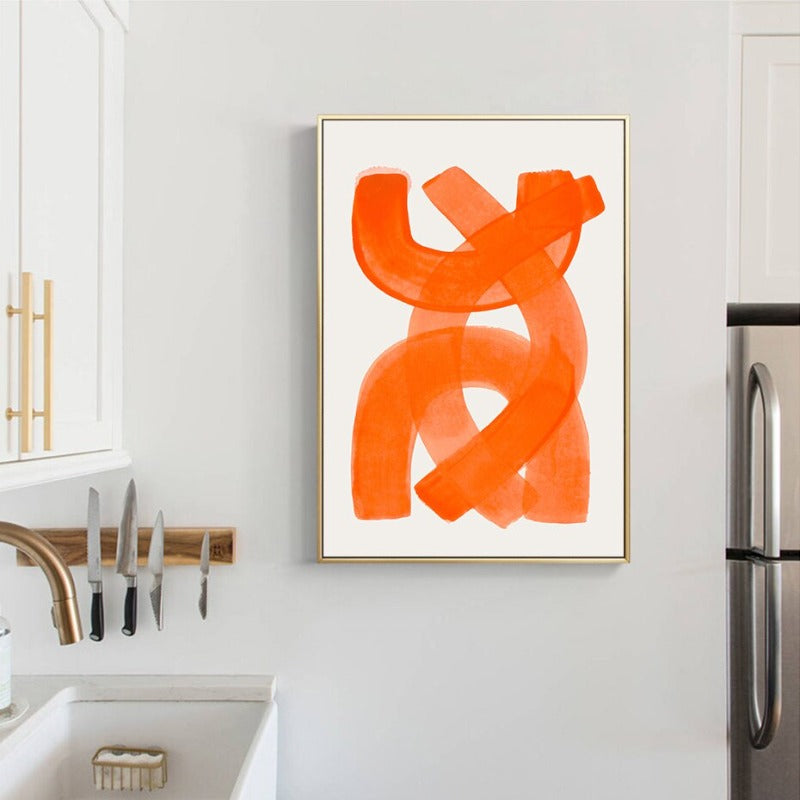 Vibrant Orange Brushstroke Canvas Art for Home Décor