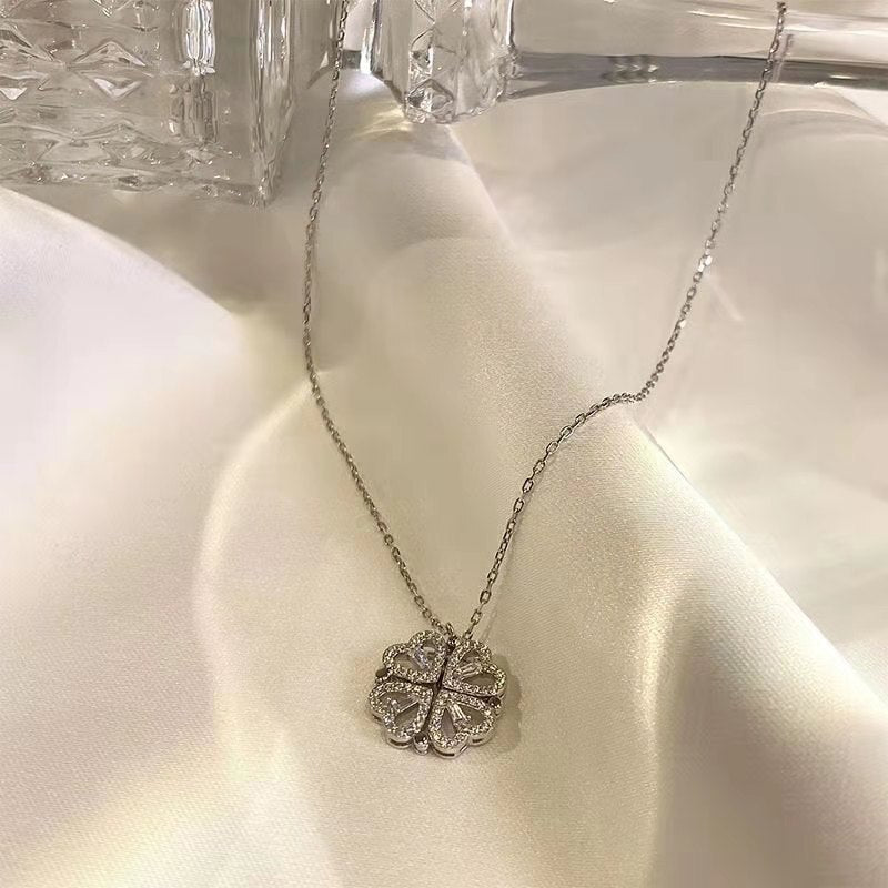 Elegant Heart-Shaped 2-in-1 Necklace with Diamonds