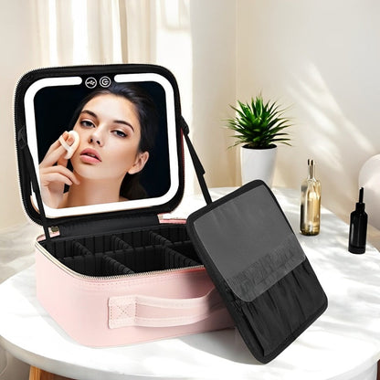 LED Mirror Travel Makeup Organizer with Ample Storage Space