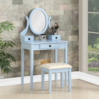 Makeup Dressing Table with Mirror and Soft Upholstered Stool