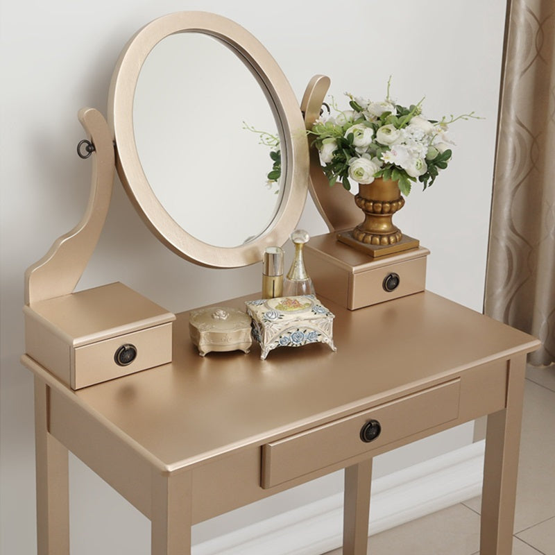 Makeup Dressing Table with Mirror and Soft Upholstered Stool