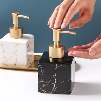 Elegant Marble-Style Soap Dispenser 280ml | Gold Pump | Kitchen & Bath