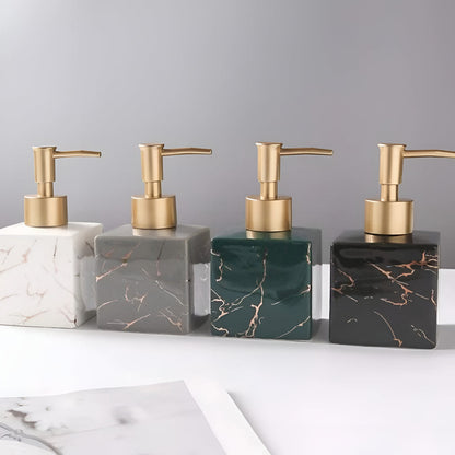 Elegant Marble-Style Soap Dispenser 280ml | Gold Pump | Kitchen & Bath