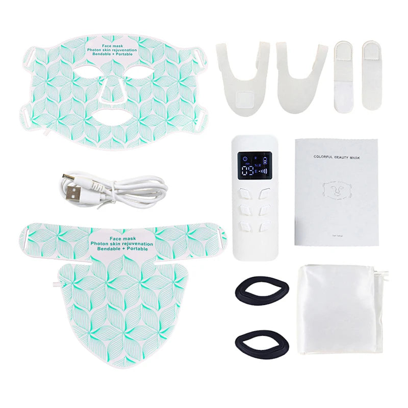 Rechargeable Silicone Skincare Mask for Face and Neck – 8-Color LED with Timer
