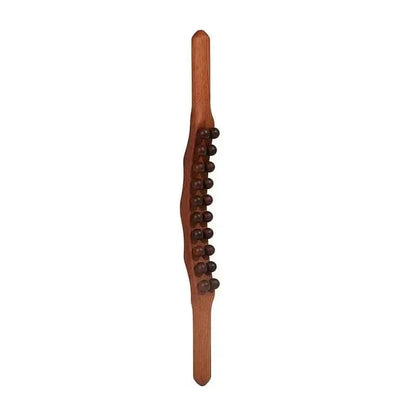 Ergonomic Natural Wood Gua Sha Massage Stick 60 cm with 8 Massage Balls for Back, Neck, and Legs