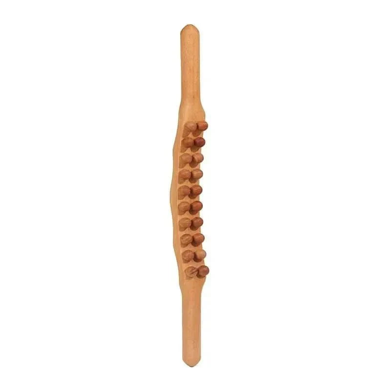 Ergonomic Natural Wood Gua Sha Massage Stick 60 cm with 8 Massage Balls for Back, Neck, and Legs