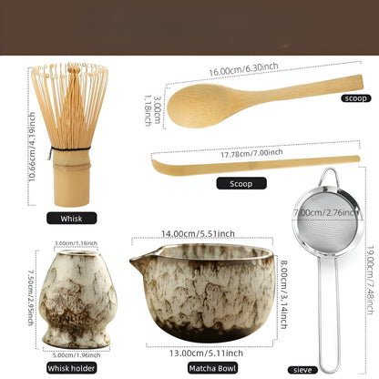 Ceramic Matcha Set for Traditional Tea Ceremony | 6 Pieces