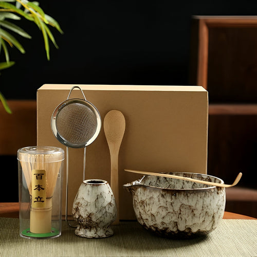 Ceramic Matcha Set for Traditional Tea Ceremony | 6 Pieces
