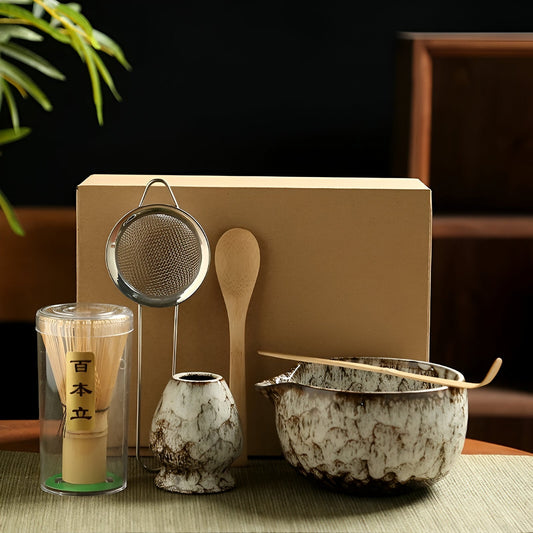 Ceramic Matcha Set for Traditional Tea Ceremony | 6 Pieces