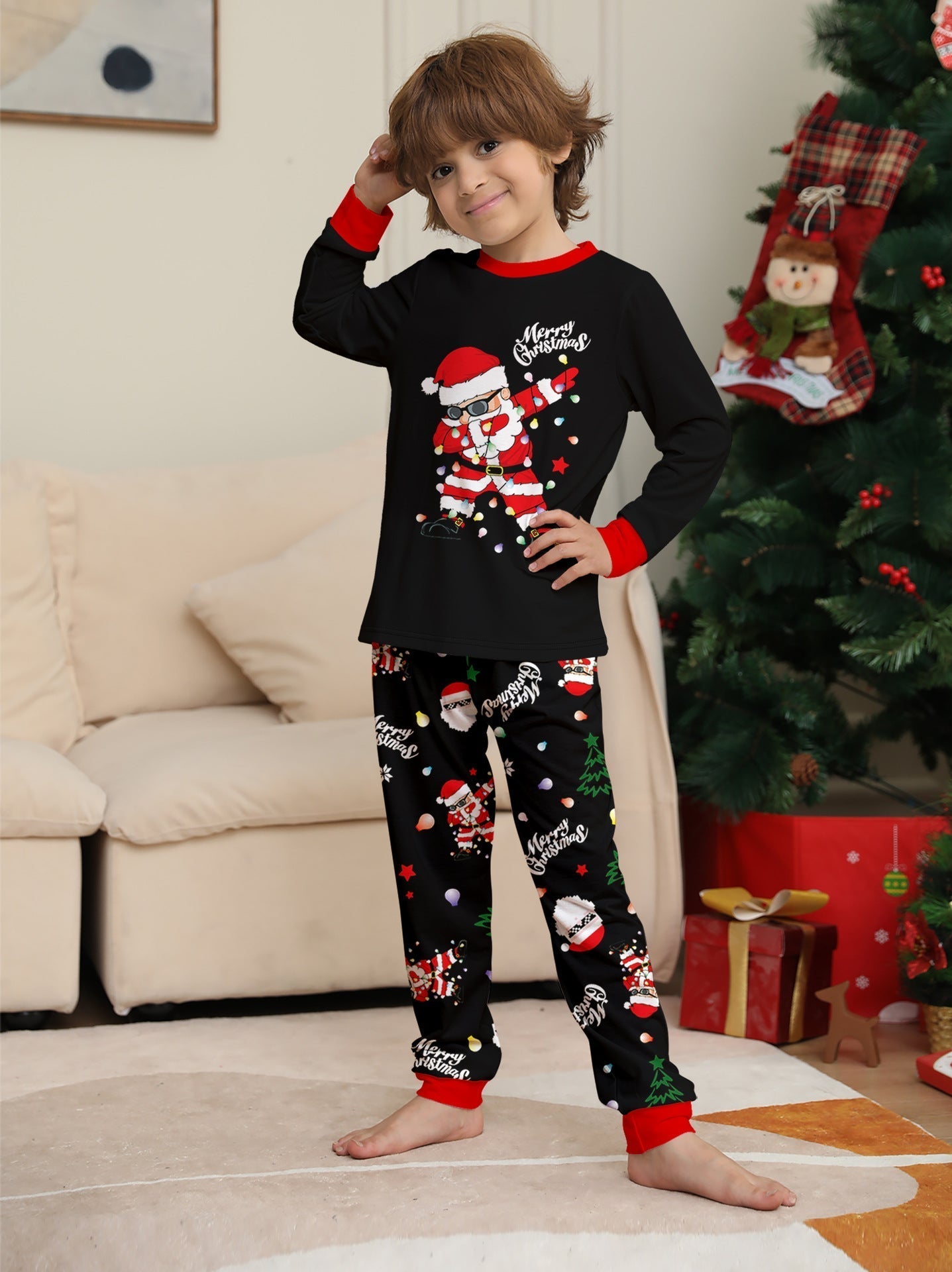Black Matching Family Christmas Pajamas | Adult, Kids, and Dog Sets