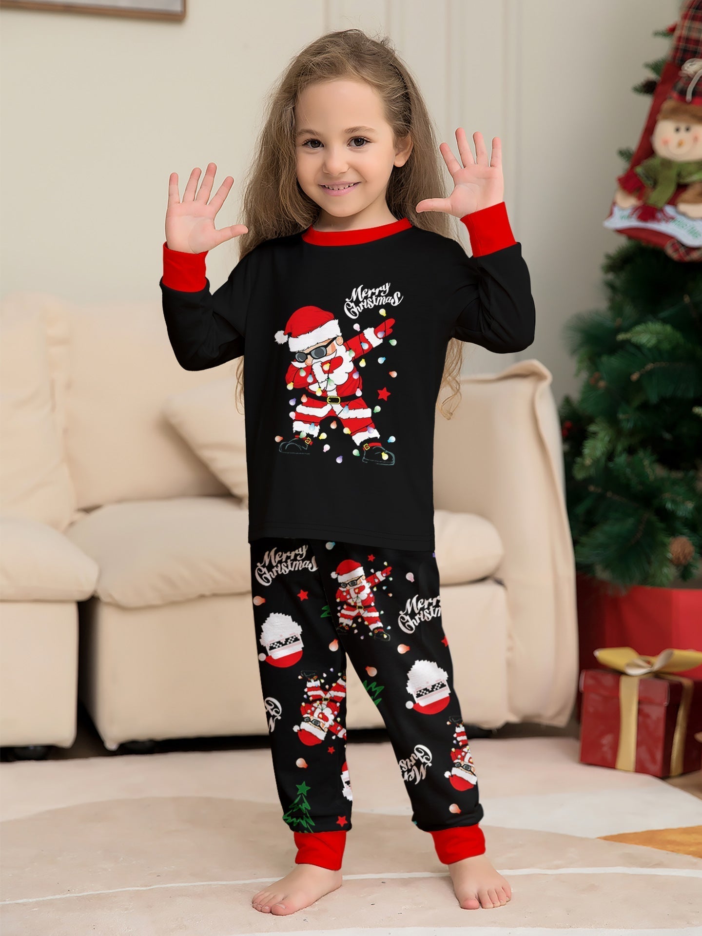 Black Matching Family Christmas Pajamas | Adult, Kids, and Dog Sets