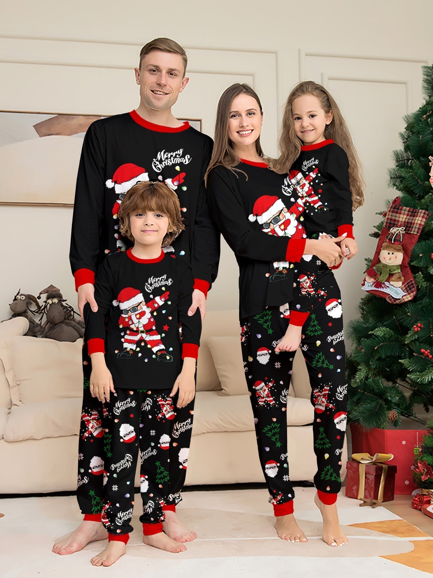 Black Matching Family Christmas Pajamas | Adult, Kids, and Dog Sets