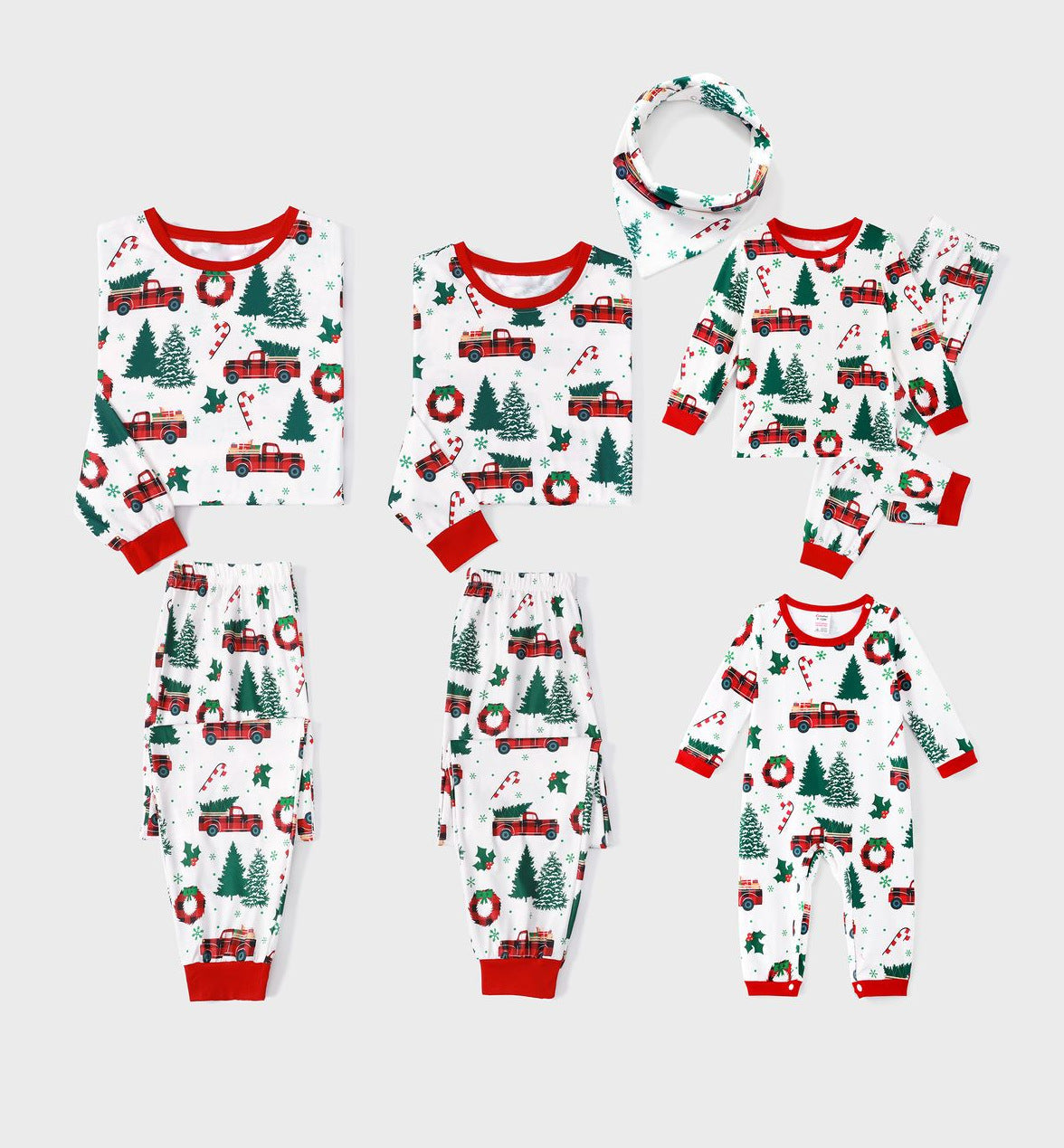 Family Christmas Pajamas for Truck with Christmas Tree Design