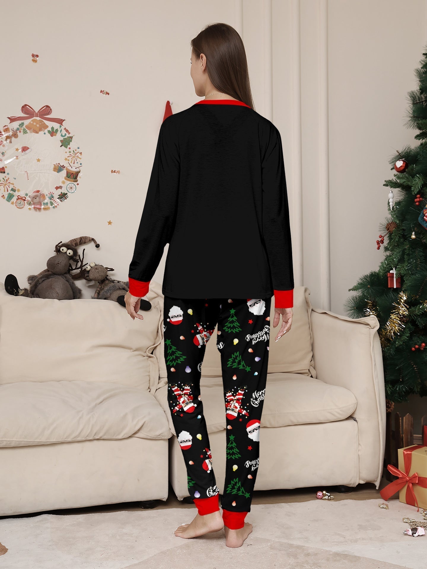 Black Matching Family Christmas Pajamas | Adult, Kids, and Dog Sets