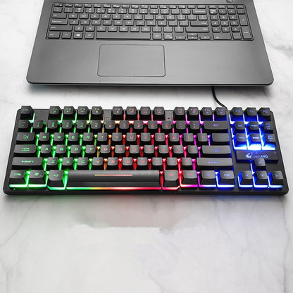 Compact Wired 87-Key Gaming Keyboard with Custom Backlighting