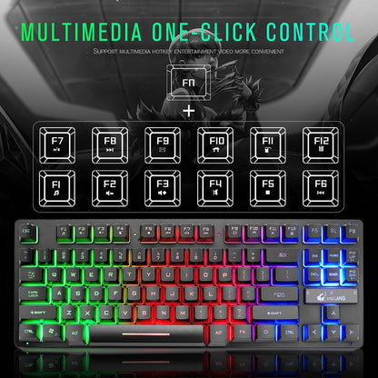 Compact Tenkeyless Wired Gaming Keyboard with Dynamic RGB Lighting