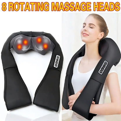 Heated Back Massage Device - Neck and Shoulder Shiatsu Massager