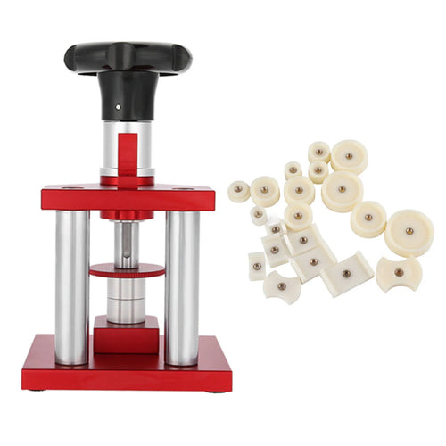 Watch Case Press Tool with Screw Mechanism - 20 Dies for Crystal Back