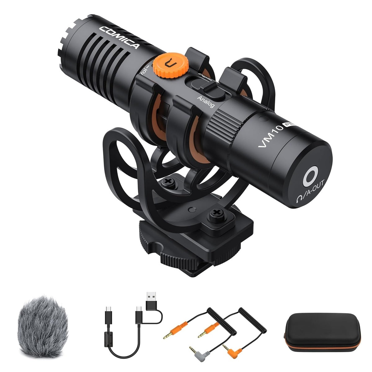 On-Camera Cardioid Microphone with Shock Mount for Pro Shotgun Use