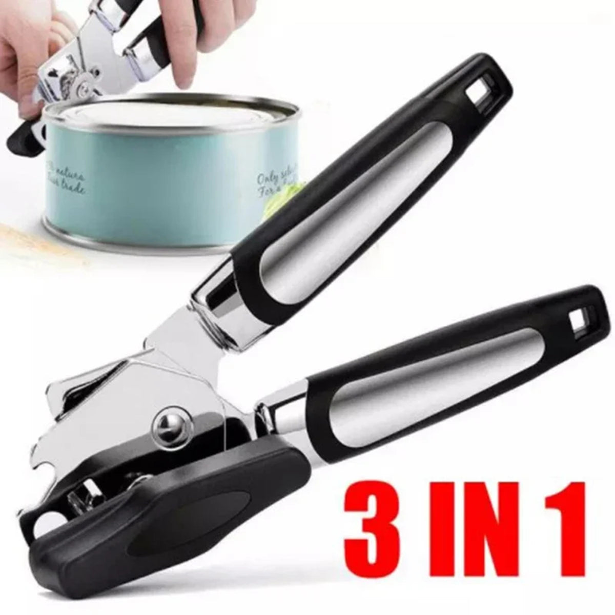 Manual Side-Cut Can Opener - Ergonomic Stainless Steel Tool