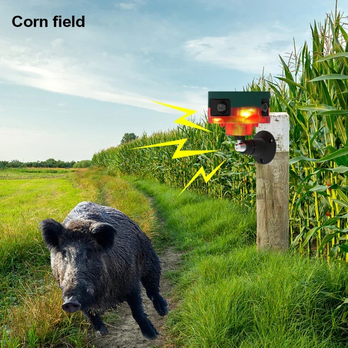 Outdoor Waterproof Animal Deterrent Alarm with Solar Motion Sensor and Loud Siren