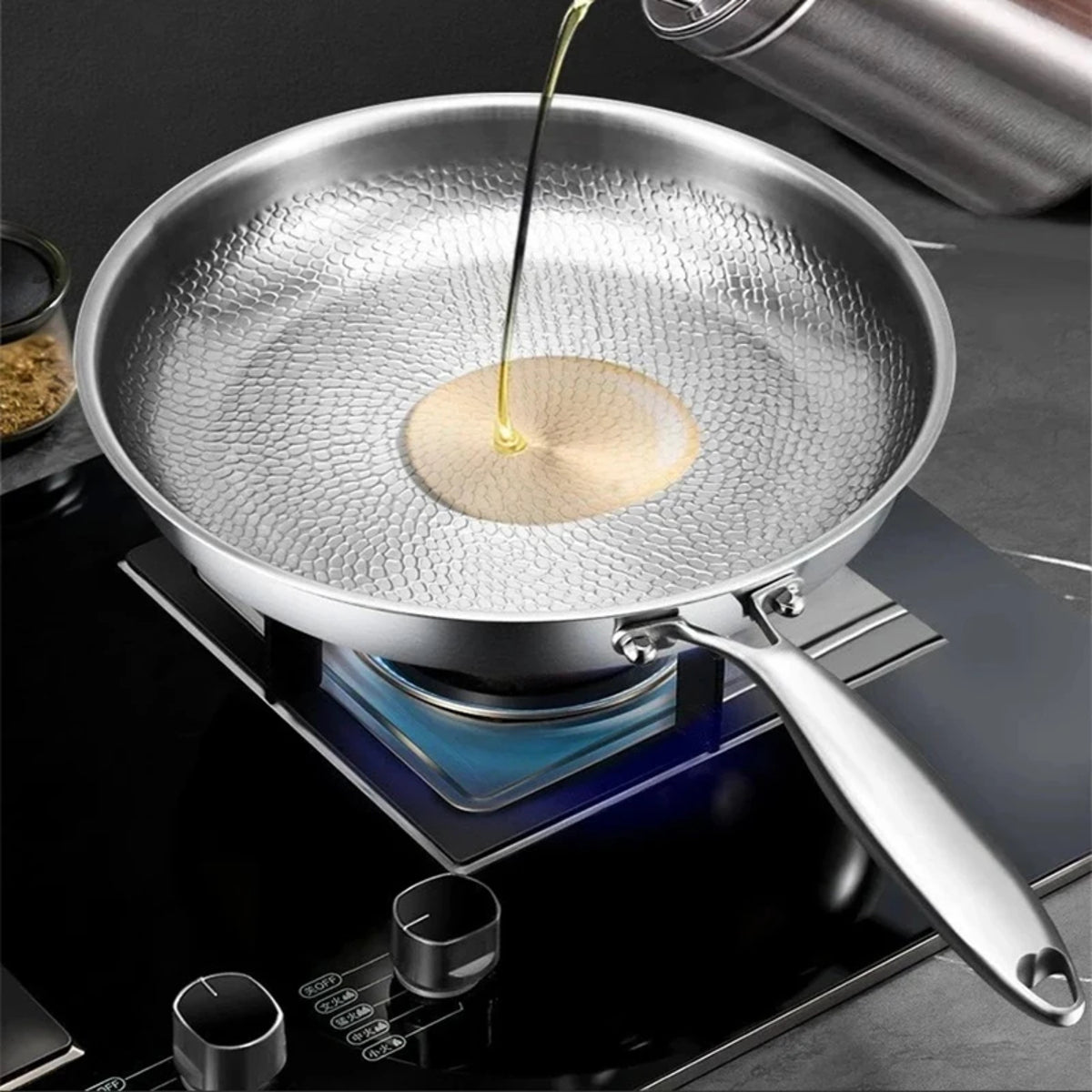 Non-Stick Hammered Cookware - Uncoated Titanium Frying Pan