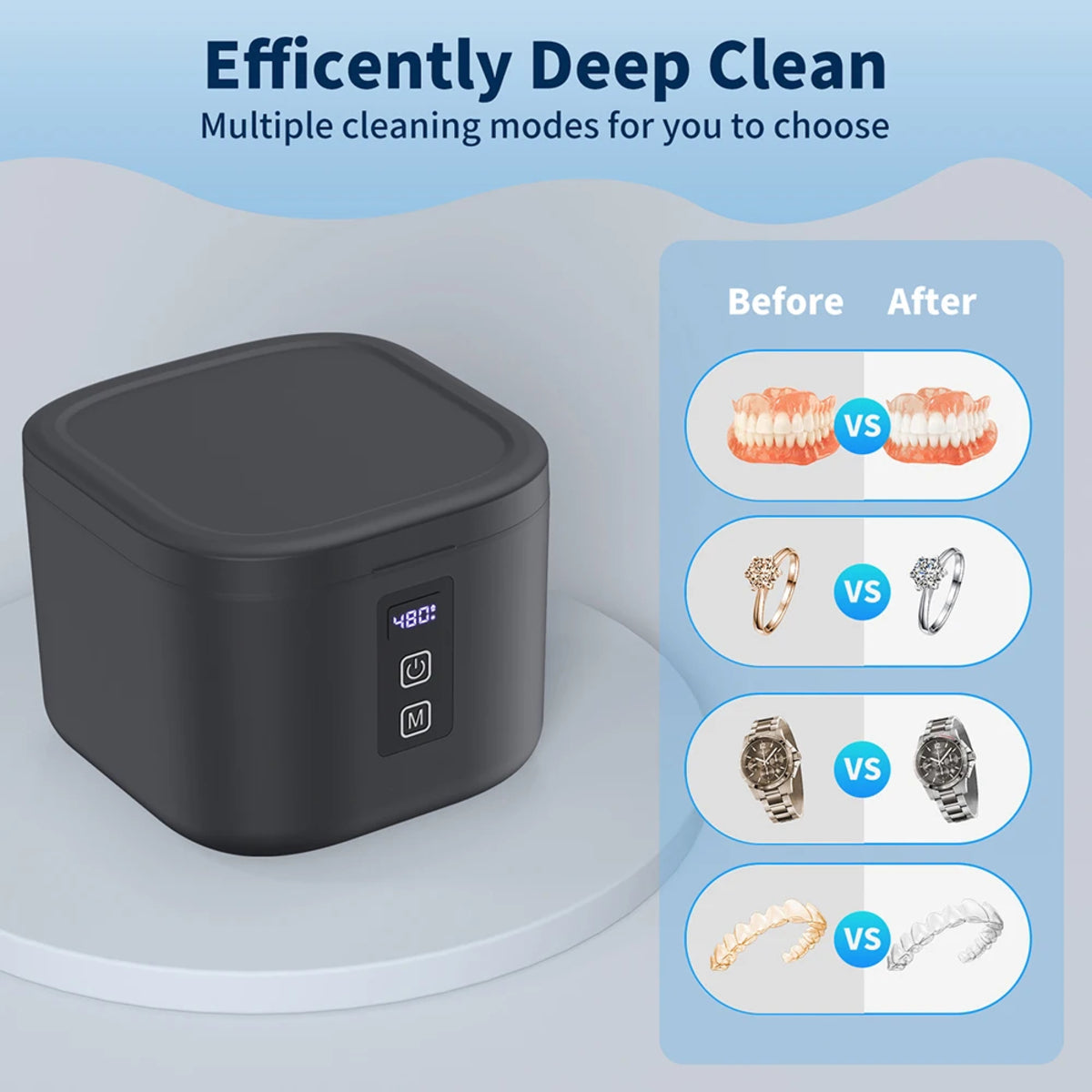 SparklePro Ultrasonic Cleaner with UV Light for Jewelry & Glasses