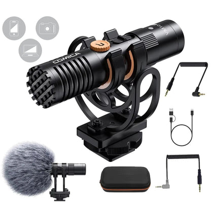 On-Camera Cardioid Microphone with Shock Mount for Pro Shotgun Use