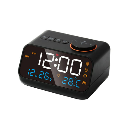 LED Bedside Alarm Clock Radio with Temperature and Humidity Display