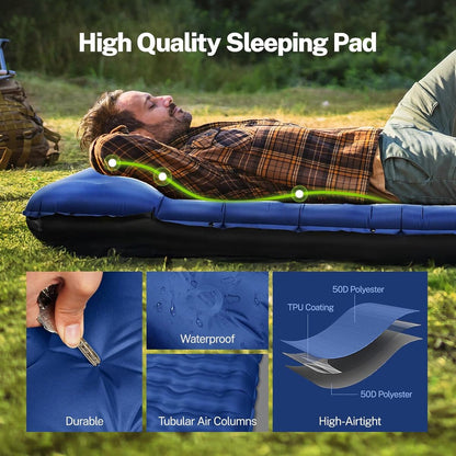 Ultralight Air Mattress for Camping - Self-Inflating with Integrated Pump