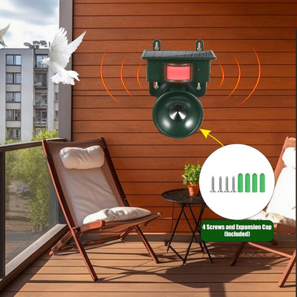 Outdoor Pest Deterrent - Solar-Powered Motion-Activated Animal Repeller