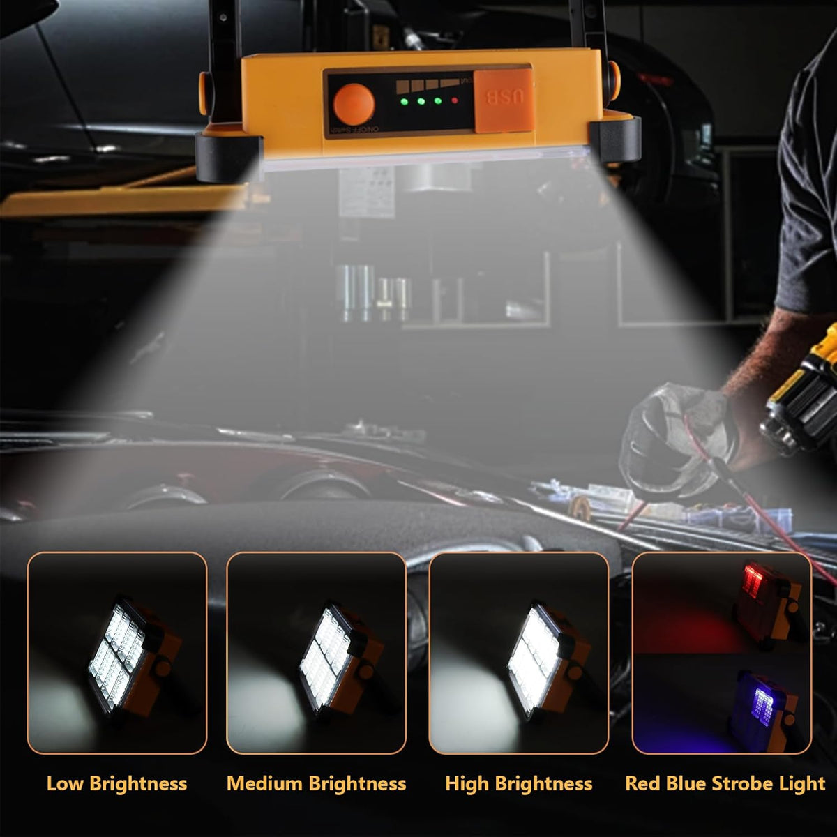 Rechargeable Outdoor LED Spotlight - Solar-Powered Flood Light for Yard and Construction