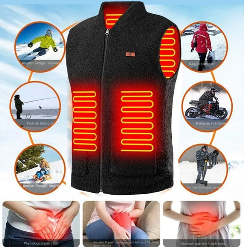 Washable Sleeveless Winter Jacket - USB Heated Vest with 3 Heat Settings