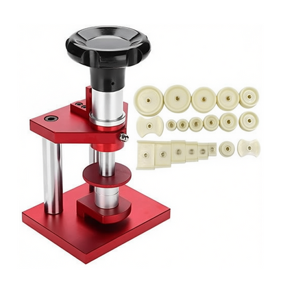 Watch Case Press Tool with Screw Mechanism - 20 Dies for Crystal Back