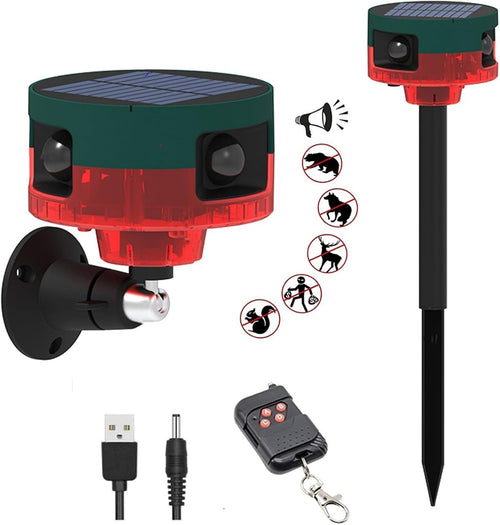 Outdoor Waterproof Animal Deterrent Alarm with Solar Motion Sensor and Loud Siren