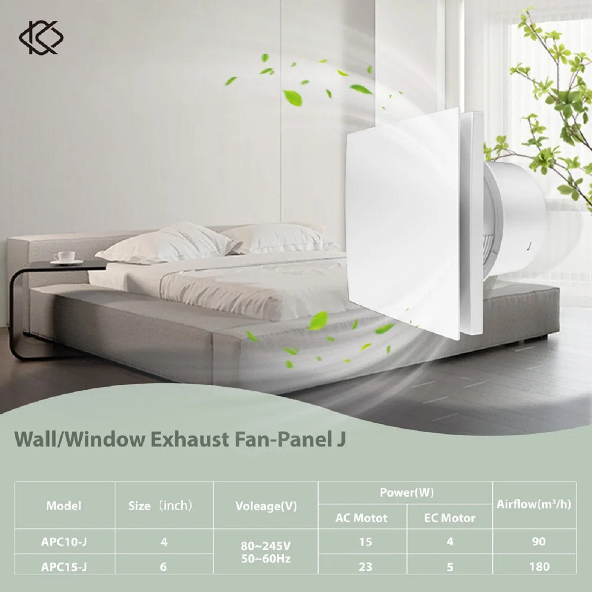 Wall-Mounted Ventilation Fan - Reversible with Remote Control