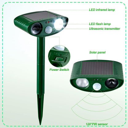 Waterproof Solar-Powered Ultrasonic Repellent for Cats and Dogs in Garden