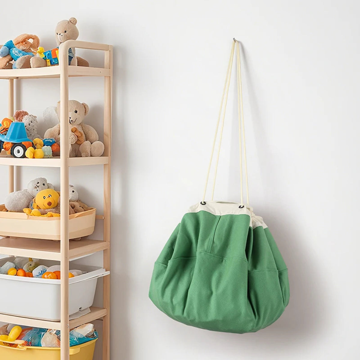 Kids' Toy Organizer with Drawstring - Portable Storage Bag and Play Mat