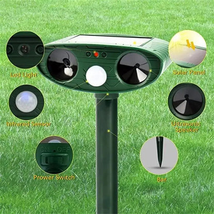 Waterproof Solar-Powered Ultrasonic Repellent for Cats and Dogs in Garden