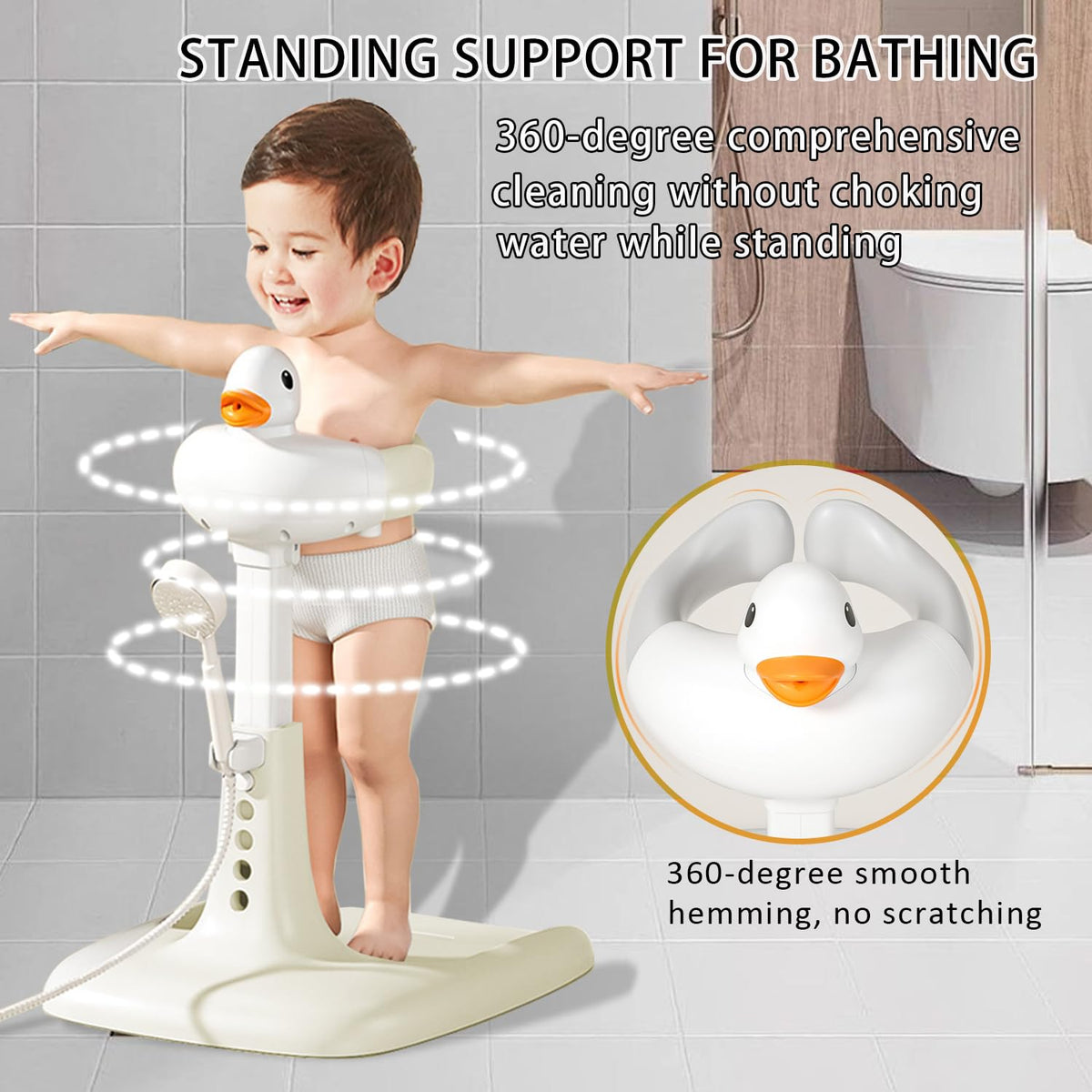 Adjustable Baby Bath Handle in Duck Shape - Non-Slip Shower Aid for Toddlers