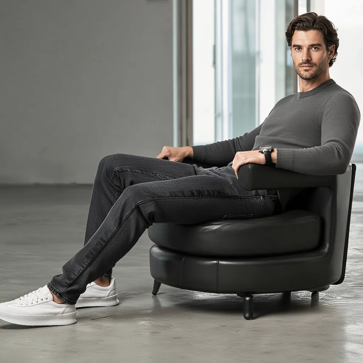 Men's Slim Straight Denim Pants - Warm Elastic Fleece Lined for Winter