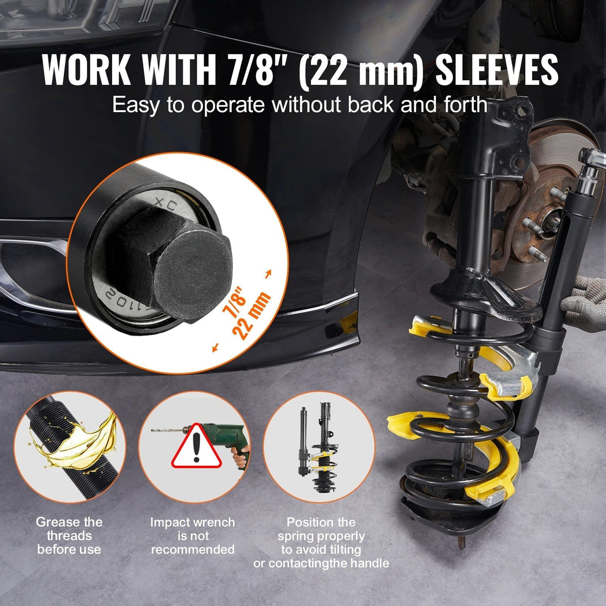 Coil Spring Compressor Set - Macpherson Fork Extractor with Swappable Tools