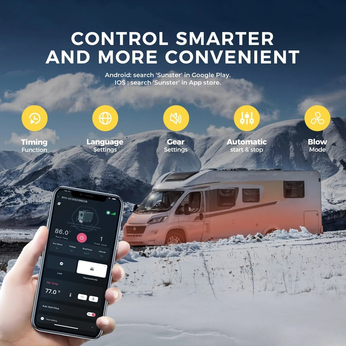 8KW Diesel Air Heater with LCD and Bluetooth for Car, RV, Camper - 12V/24V/230V
