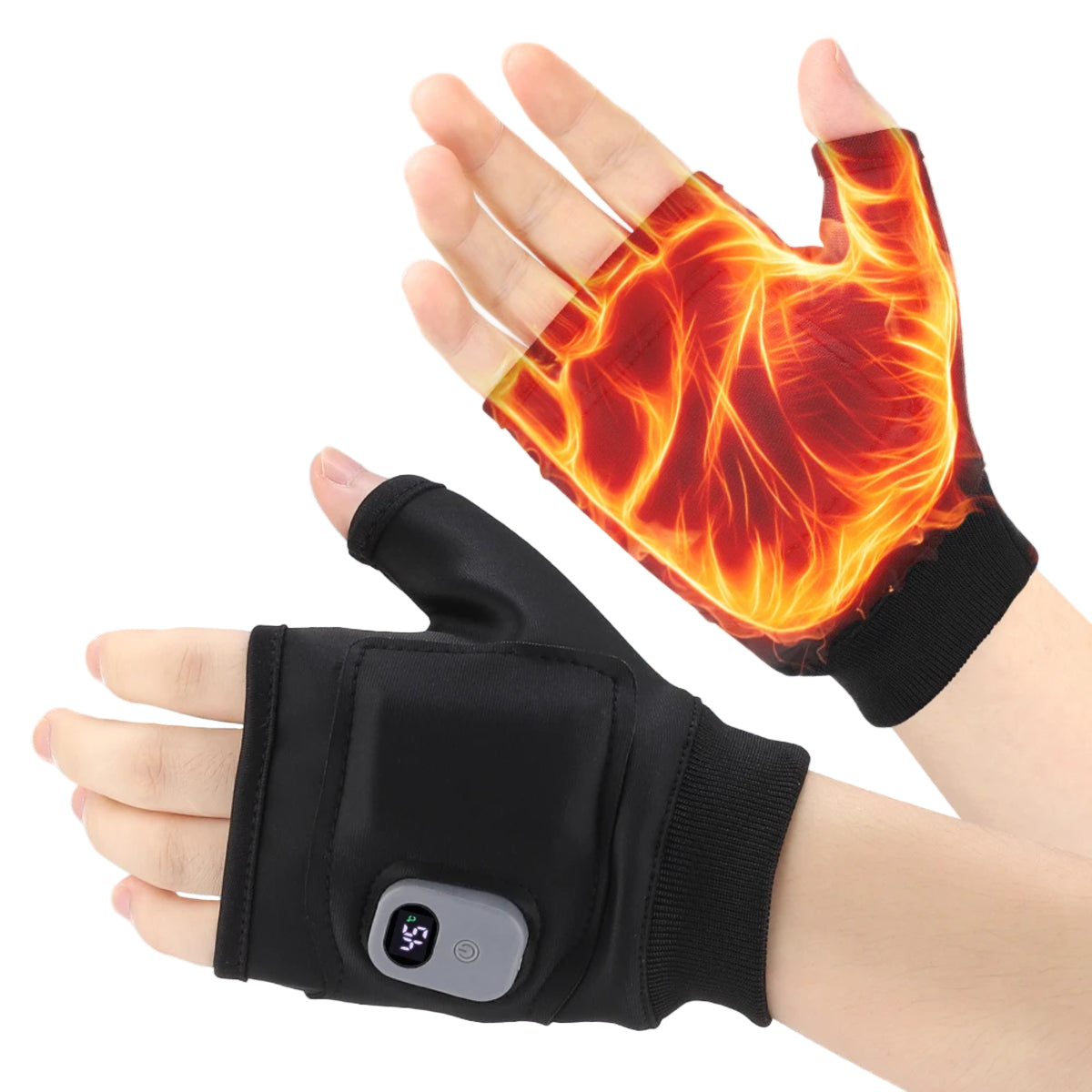 USB Rechargeable Fingerless Hand Warmers - Heated Touchscreen Gloves