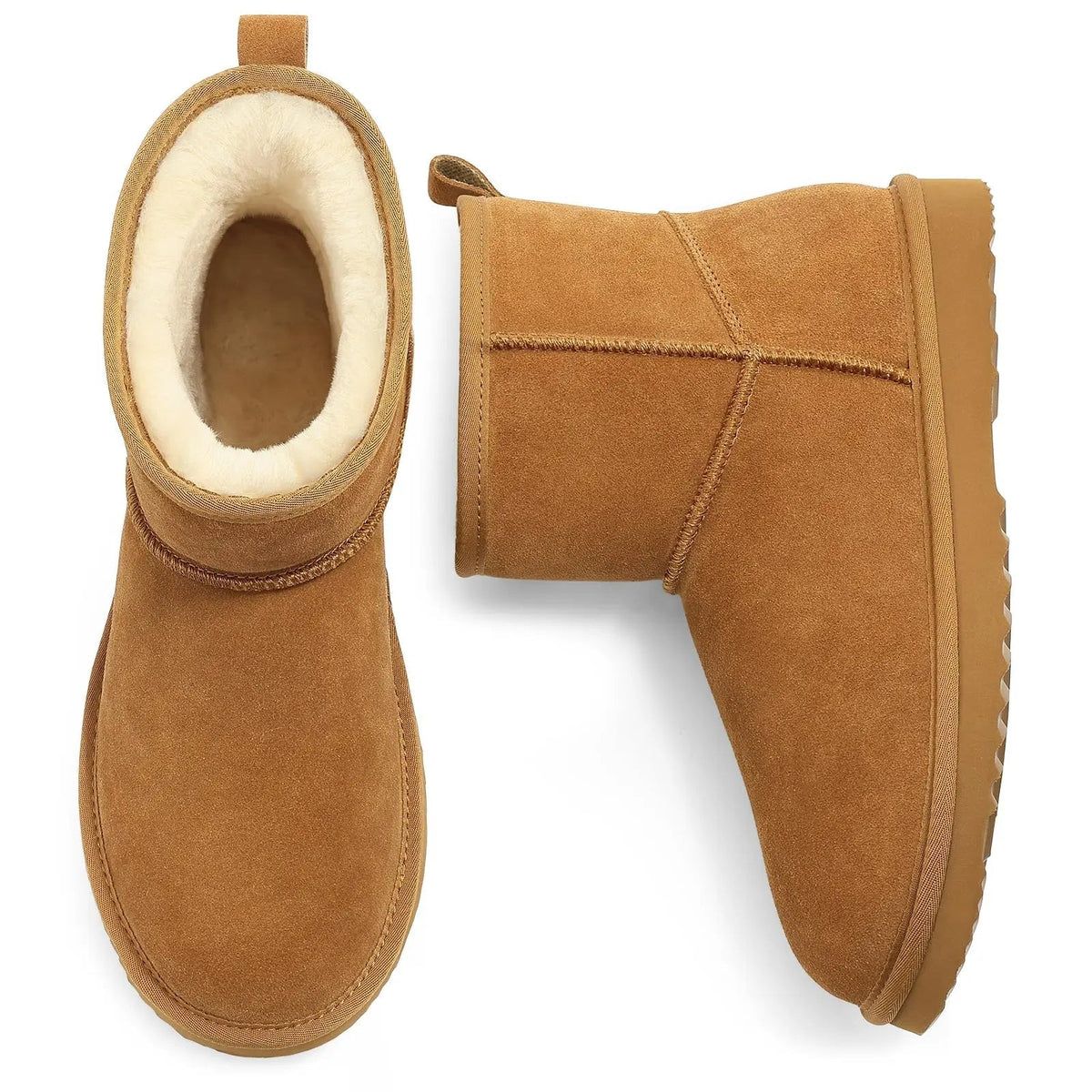 Women's Suede Ankle Boots - Fur Lined, Non-Slip for Winter Snow