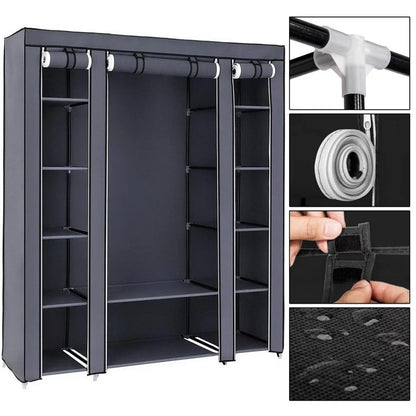 Non-Woven Fabric Storage Closet with Shelves - Portable Wardrobe