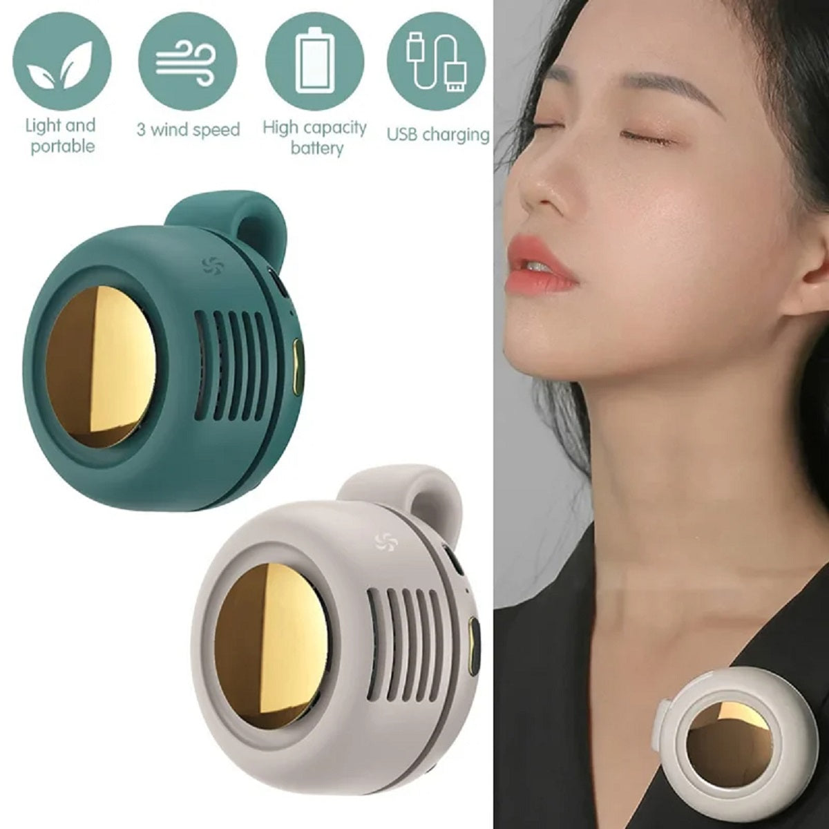 Mini Clip-On Bladeless Waist Fan - Quiet and Portable for Outdoor Use